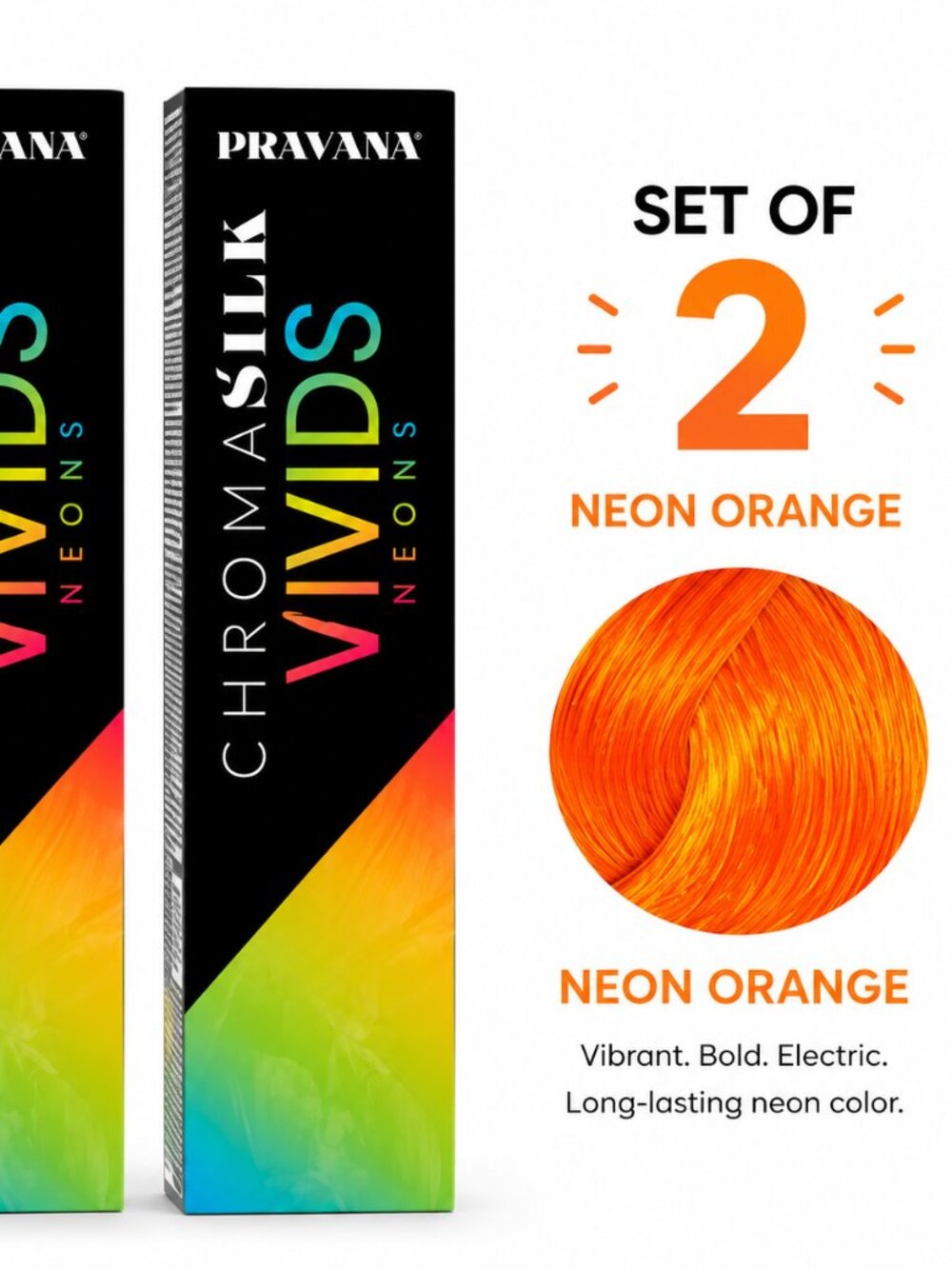 Pravana ChromaSilk Vivids Neons Neon Orange Hair Color Set of 2 | Semi-Permanent